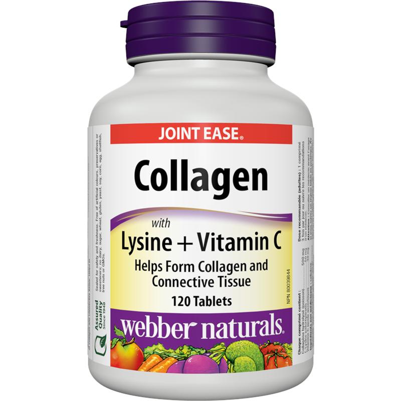 Колаген 500 mg (с L-лизин + витамин С) x 120 таблетки Webber Naturals