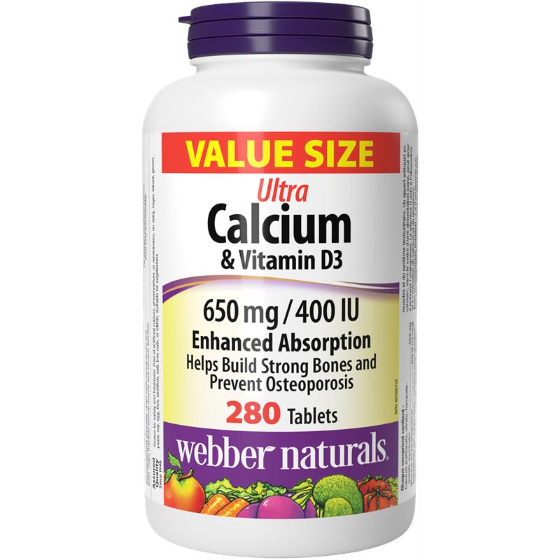 Ултра Калций 650 mg + Витамин D3 400 IU x 280 таблетки Webber Naturals