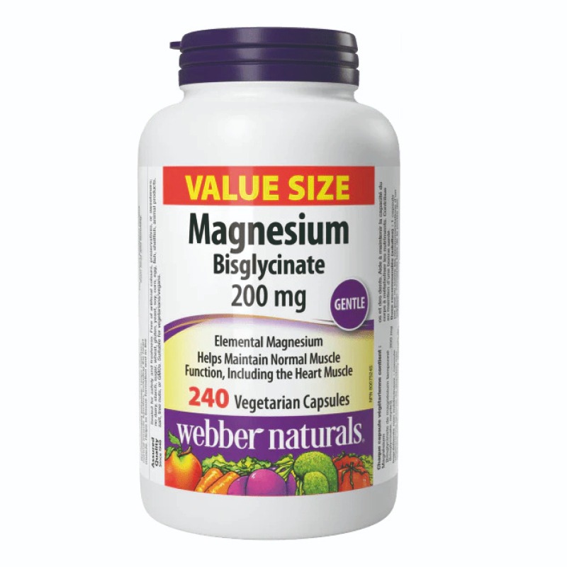 Магнезий (бисглицинат) 200 mg х 240 V капсули Webber Naturals