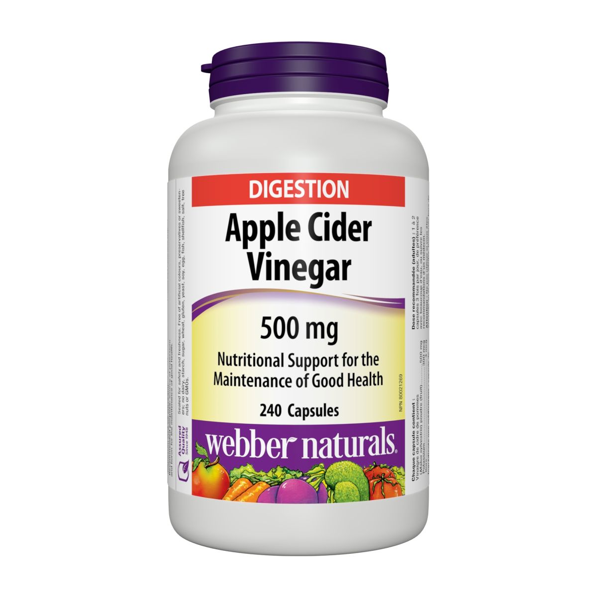 Ябълков оцет 500 mg х 240 капсули Webber Naturals