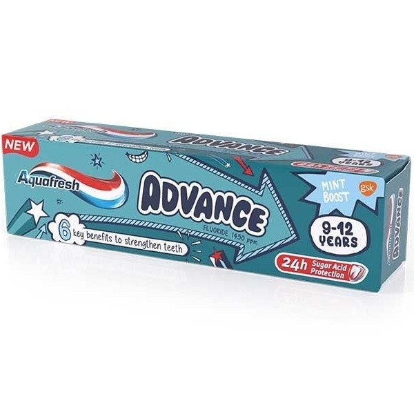 АКВАФРЕШ ДЕТСКА ПАСТА ЗА ЗЪБИ 9-12Г АДВАНС 75МЛ HPASTE 9-12Y ADVANCE 75ML