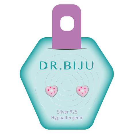 Dr.Biju Хипоалергенни обеци Heart Silver Rose 6.0 мм