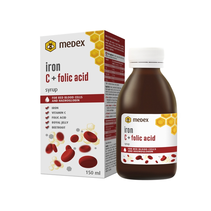  MEDEX нов MEDEX Желязо, вит. С + фолиева к-на, меден сироп, 150мл.
