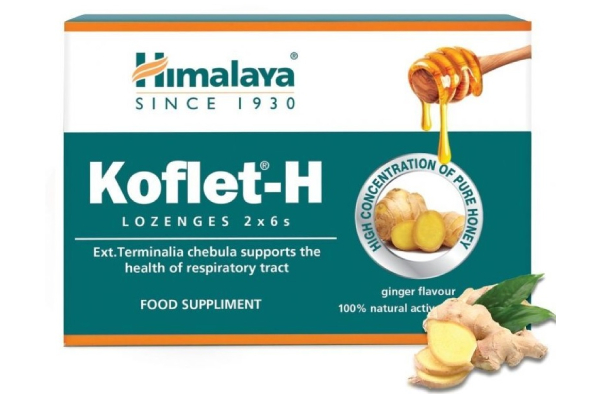 Himalaya Koflet-H Lemon Кофлет-Н бонбони с aромат на джинджифил 12 броя