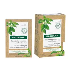 Klorane Nettle 2в1 Прахообразна маска-шампоан за мазна коса с глина и органична коприва 8бр х3г